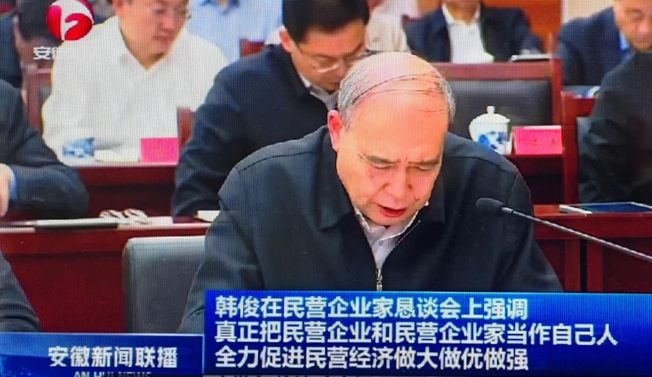 01-圖為皖南電機(jī)黨委書記、副董事長管兵在作重點發(fā)言。（視頻截圖）